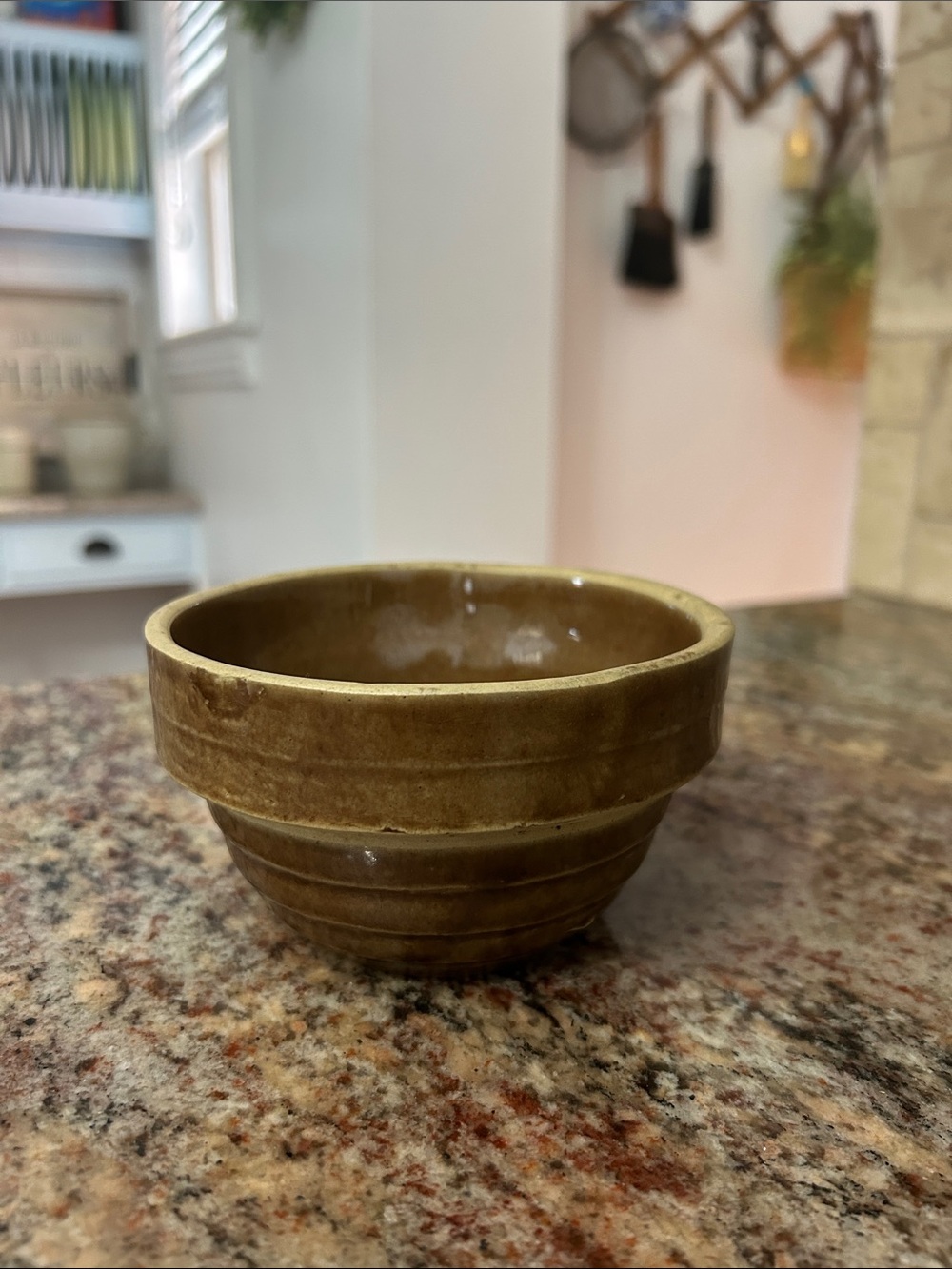 Vintage Handmade Stoneware Bowl in Brown